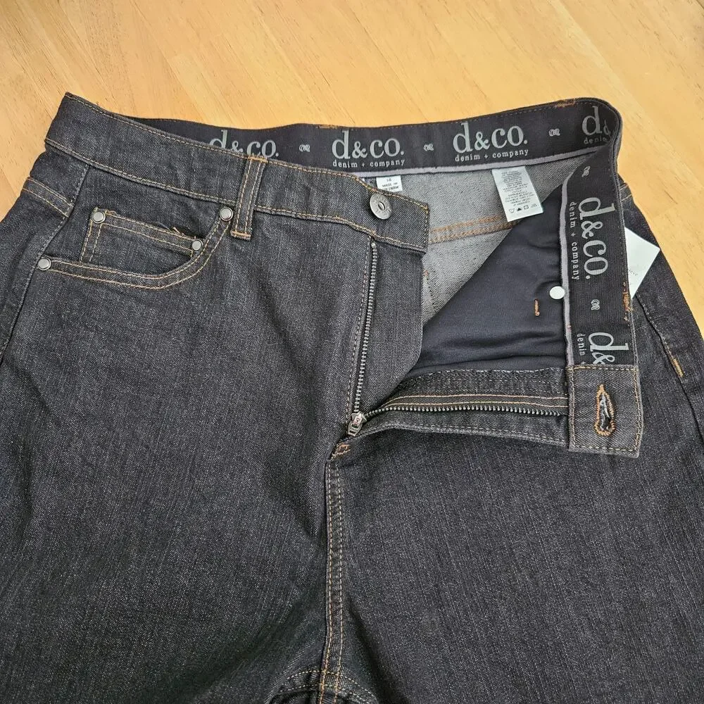 Denim & Co. How Fitting Slimming Boot Cut Stretch Jeans Sz 14 NWT Black